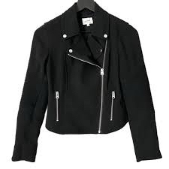 ASO The Flash Aritzia Wilfred Montesson Black Moto Japanese Crepe Jacket Size 0 - Picture 2 of 15